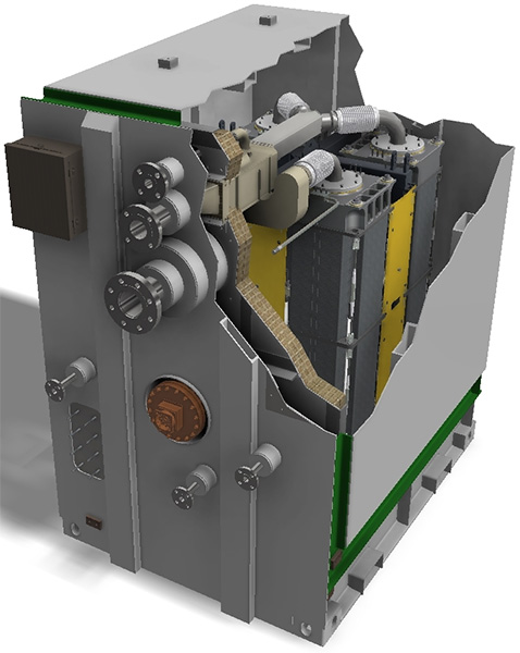 Cut-away diagram of a 100 kW SOFC based Modular Power Block (MPB)