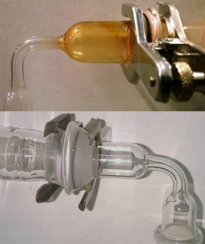 Top: Inconel Alloy 625-240hrs; Air-3% H2O. Coloration indicates Cr vapor deposit Bottom: Pure Cr2O3source-250 hrs; Air-3%H2O. Modification-Absence of Cr vapor deposit