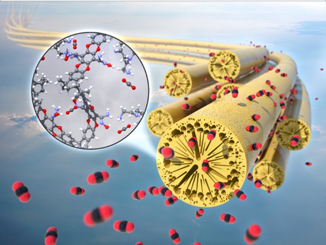 Polymer fiber sorbent for direct air capture of CO2.