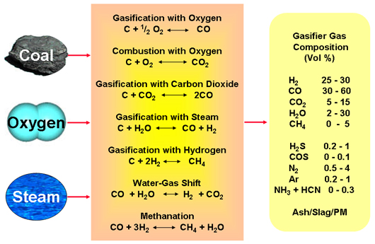 These are separate reversible gas phase reactions taking place simultaneously based on gasifier conditions.