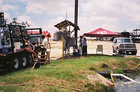 Water used at Texas A&M's firefighter and hazardous substance training facility contains chemicals and oily wastes produced by fires in realistic domestic field situations. The mobile desalination unit recycles the water for continuous reuse.