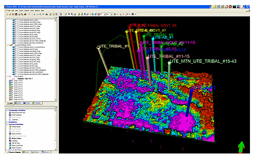 Static reservoir model of the project area showing the isopach for the UI1 reservoir unit.