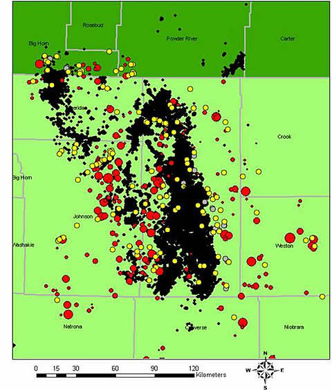 Sage-grouse leks in the Powder River Basin