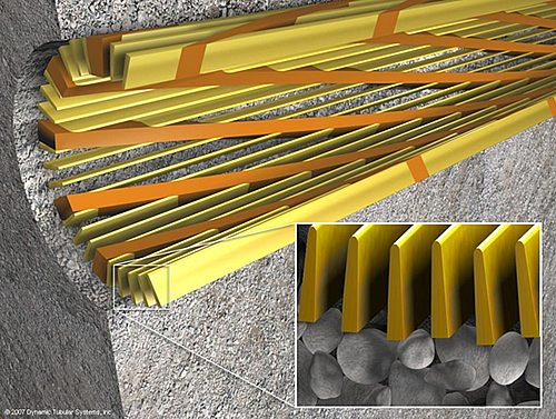 Rendering of simplified self-expanding sandscreen with detail.