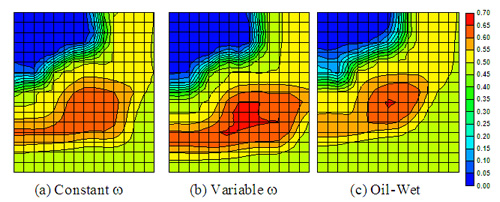 Comparison of oil saturation at 0.2 PV in Layer 4.