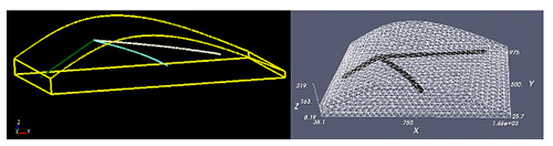 The domain and the grid system used to demonstrate the applicability of the simulator to model multi-segmented wells.