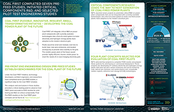 Coal FIRST Completed Seven Pre-FEED Studies, Initiated Critical Components R&D, and Selected Pilot Test Engineering Studies