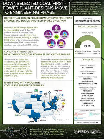 Downselected Coal FIRST Power Plant Designs Move to Engineering Phase