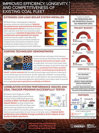 Improved Efficiency, Longevity, and Competitiveness of Existing Coal Fleet