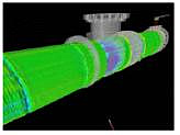 MFL data registered onto the graphical pipe representation