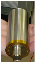 Packaged gamma sensor prototype with scintillator end shown at bottom