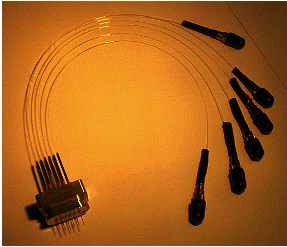 Array of fiber optic MEMS pressure sensors mounted inside a stainless steel housing