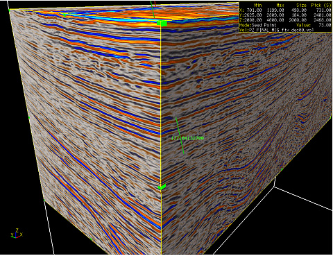 Well 2700 and PP seismic volume from Seitel