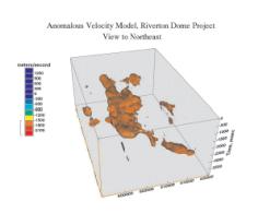 Three-dimensional depiction of anomalous velocity volume from Riverton Dome survey