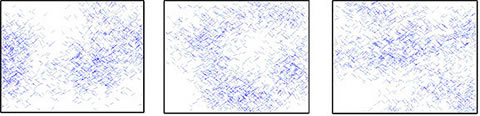 Fracture distribution in three layers represented with a discrete fracture network model.