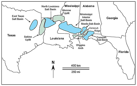 Location of North Louisiana Salt Basin.