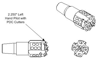 Left-hand turning pilot bit.