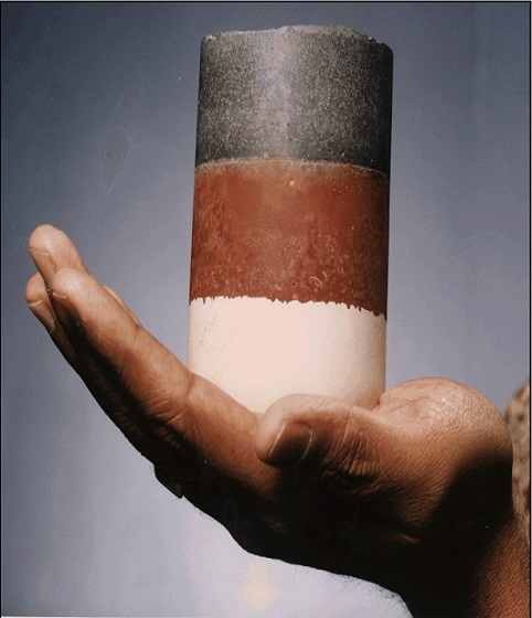 Sample of the project's chemically bonded phosphate ceramic borehole cement.