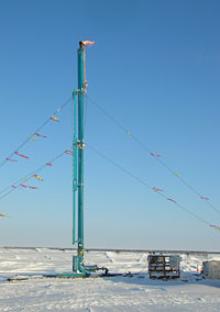 Combustion of produced methane, after separation and measurement, in flare stack.