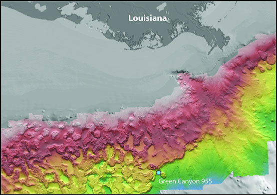 	Map showing location of the drilling, logging and coring (click to enlarge) Source: BOEM