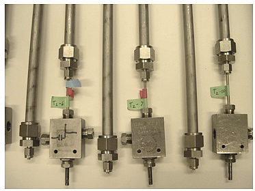 Photo of pressure vessels incubating with starved M. submarinus to determine tolerance of methanogens to seafloor pressures.