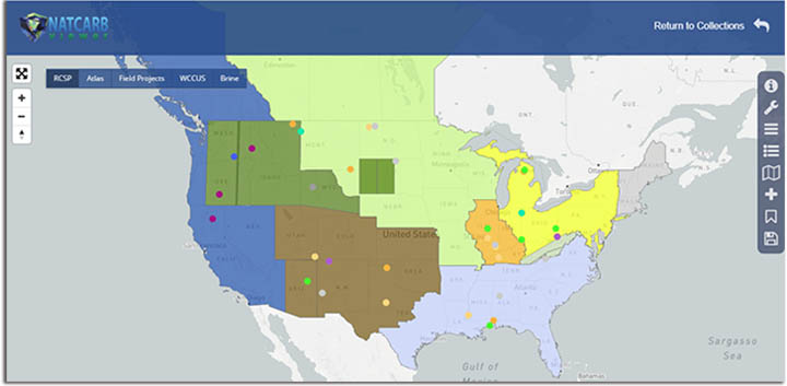 The NATCARB Viewer provides flexible tools to access and display CCS. User can access the panel at right to interact with Viewer and query information.