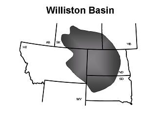 Location of Williston Basin, which is semi-circular in shape and a site of subsidence through much of Paleozoic time