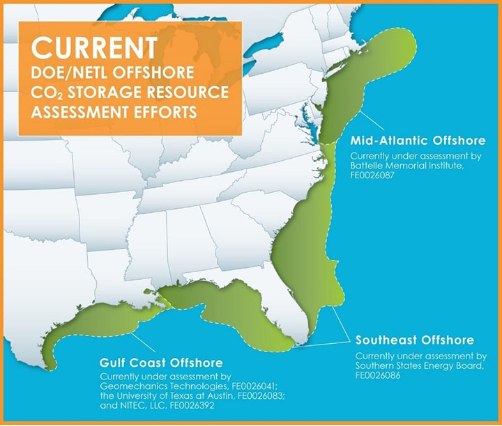 current DOE/NETL offshore CO2 storage resource assessment efforts