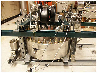 The 5-spot, high-pressure cell constructed to evaluate sweep efficiency of miscible WAG floods on Alaskan North Slope viscous oil reservoirs.