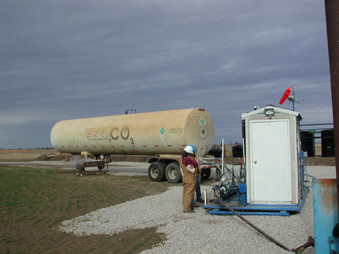 CO2 storage tank and injection skid.