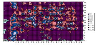 Map of corrosion depth produced by conformable array evaluation of a 12 by 24 inch specimen