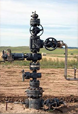 A CO2 injection well in operation as part of an enhanced oil recovery (EOR) operation at a mature oil field in the United States.