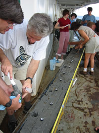 Core analysis on deck Photo courtesy USGS