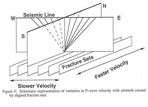 Figure 5: Schematic representation of variation in P-wave velocity with azimuth caused by aligned fracture sets.