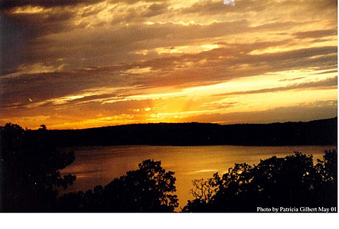 The bay area at Skiatook Lake, OK, at which the field study is taking place. Studies are underway to evaluate the effects of produced water that may be entering the sublittoral zone of the system through overland and subsurface flow.