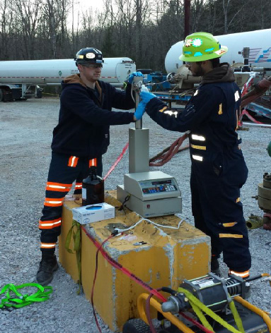Research team injecting fluorinated tracers at a shale test site in Tennessee