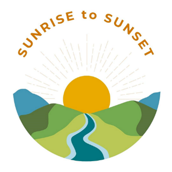 Image of a cartoon sunset and the phrase 'Sunrise to Sunset'