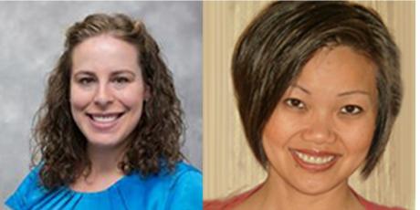 Two side by side headshot photographs of Leah Bower (left) and Samantha Zhang( right). 