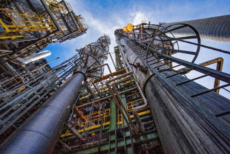 Worm's eye view of carbon capture center