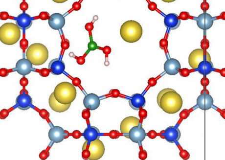 Atomistic structure of a designed zeolite with an adsorbed pollutant.