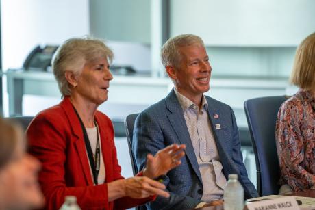 Secretary of Energy Chris Wright (right) smiles with NETL Director Marianne Walck.