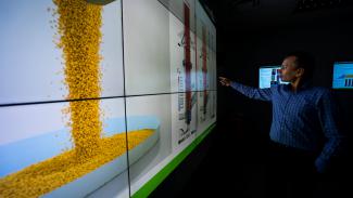 ORISE Fellow Avinash Vaidheeswaran in the Visualization lab at NETL in Morgantown, WV.