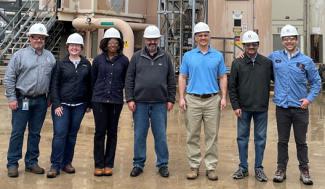 Pictured at the Deer Park Energy Center, from left, are Brent Dueitt (Calpine), Nicole Shamitko-Klingensmith, Mariah Young, Ron Munson, Eric Grol, Raj Gaikwad and Carl Herman (Calpine)