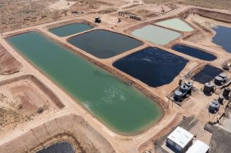 Large Evaporation ponds for produced water.